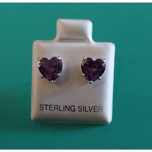 2 Ct.  Heart Cut Amethyst Gemstone Stud Earrings~925 Sterling Silver